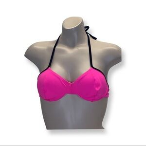 Brazilian Size 34 Hot Pink Underwire Bikini Top With Neck Tie.